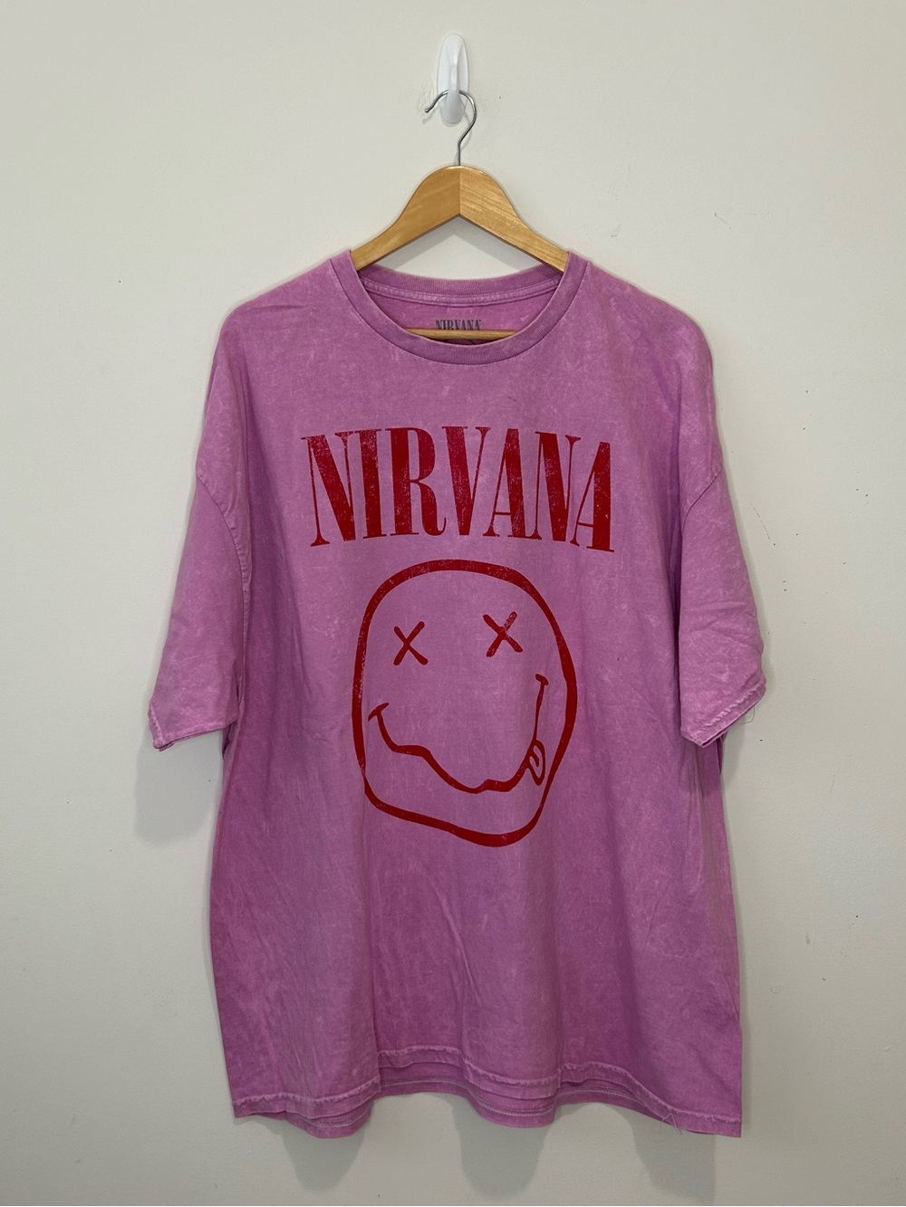 Nirvana Smiley Face Graphic T-Shirt, Purple Rock & Pop Music Tee, Size 3X